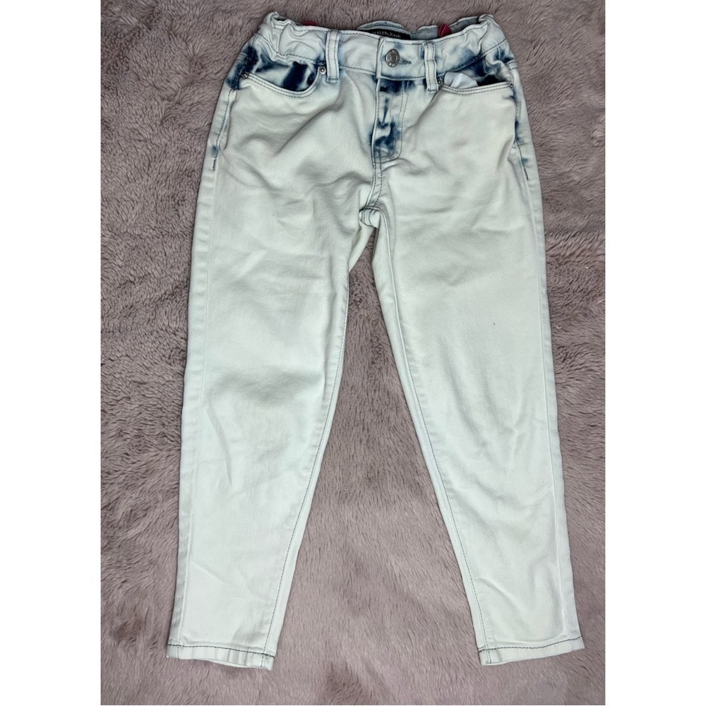 Calvin Klein Girls Acid Wash Mid Rise Skinny Denim Jeans Size 7 Years